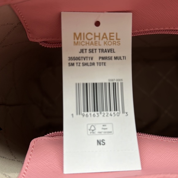 Michael Kors- monogram tote with pink trim NEW with tags - Picture 2 of 3